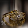 0.73ct Diamond Double Halo Split Shank Gold Bridal Set- 01US57